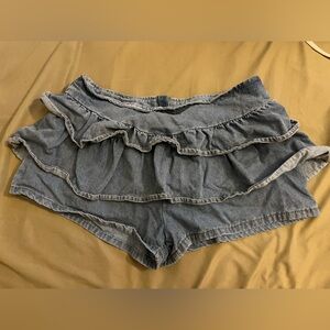 Cider Blue Denim Ruffle Shorts, Women’s Medium